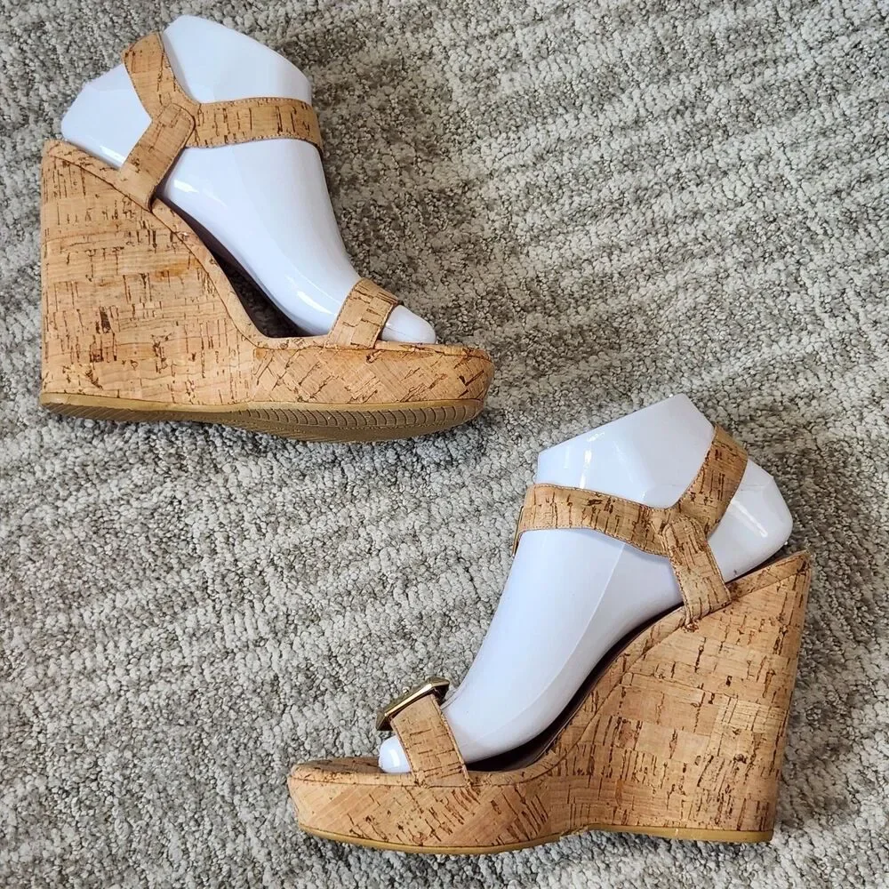 Stuart Weitzman Twofer platform wedge sandals cork size 8 - Picture 7 of 12